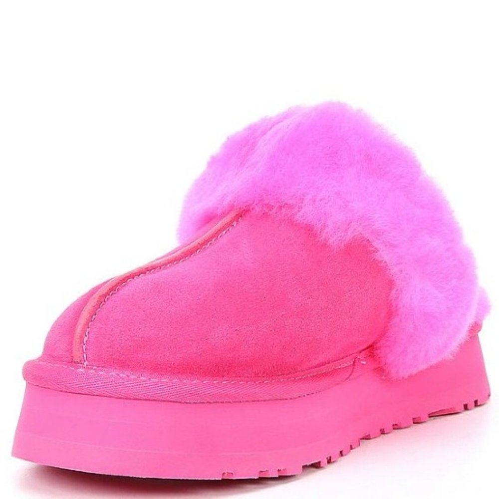 UGG Disquette Suede Fur Flatform Slides - Picture 3 of 5